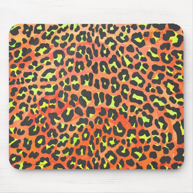 Leopard Orange and Yellow Print Mouse Mat (Front)