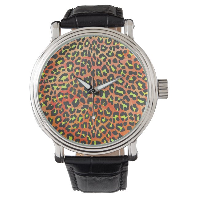 Leopard Orange and Yellow Print Watch (Front)