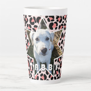 Leopard Orange Black Photo Personalised Latte Mug