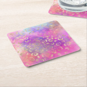 Leopard Paint Series Design 11 Square Paper Coaster