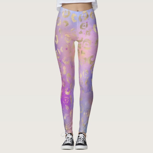 Leopard Paint Series Design 8  Leggings (Front)