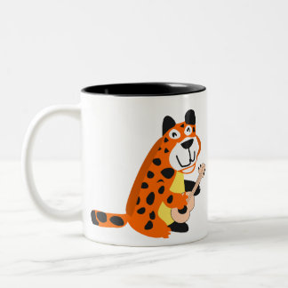 Leopard Palying Guitar Two-Tone Coffee Mug