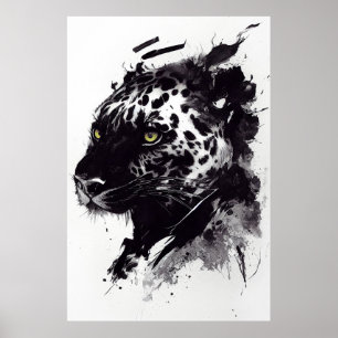 Leopard Panther Wild Nature Free Spirit Art Brush Poster