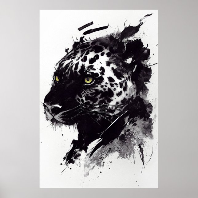 Leopard Panther Wild Nature Free Spirit Art Brush  Poster (Front)