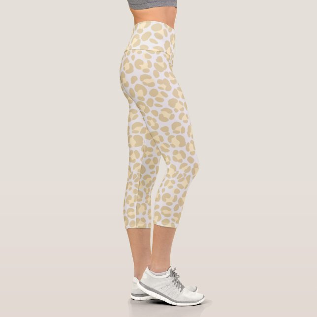 Leopard Pastel Grey Sage Yellow Capri Leggings (Right)