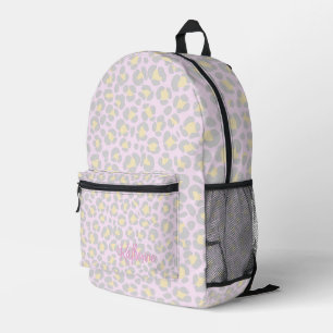 Leopard Pastel Pink Grey Yellow Printed Backpack