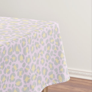 Leopard Pastel Pink Grey Yellow Tablecloth