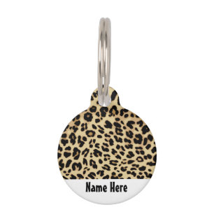 Leopard Pattern Animal Print Black/Gold Pet Tag