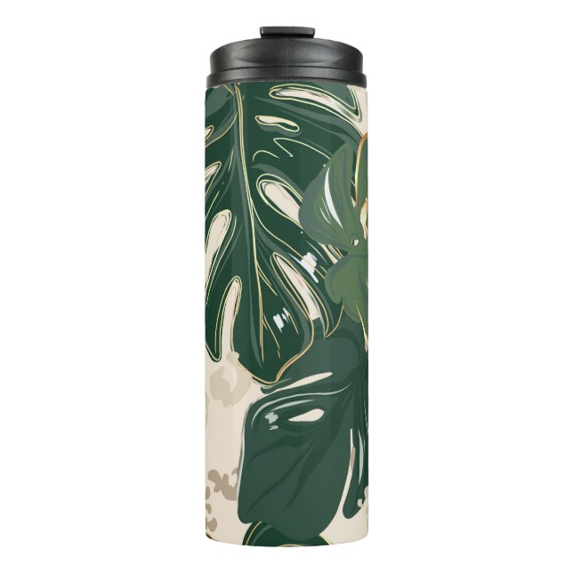 Leopard pattern, animal print seamless design gree thermal tumbler (Front)
