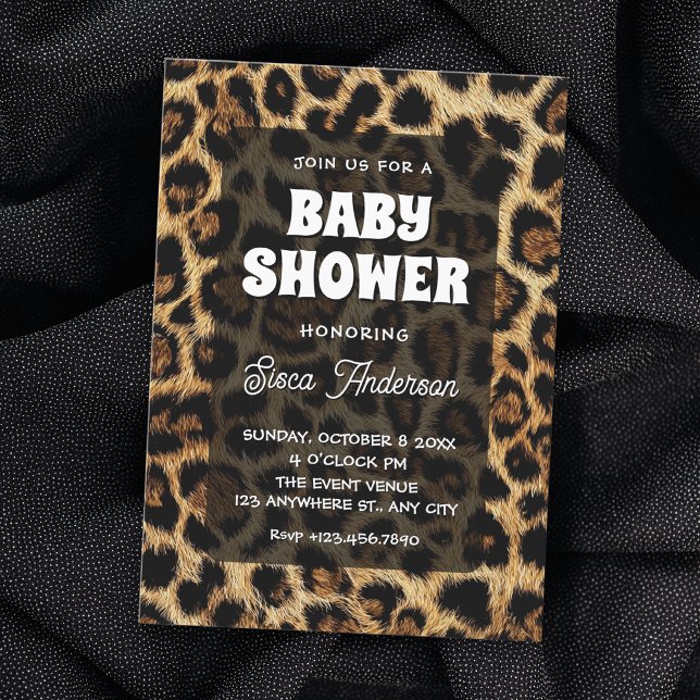 Leopard pattern baby shower invitation (Creator Uploaded)