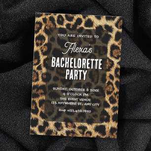 Leopard pattern bachelorette party invitation