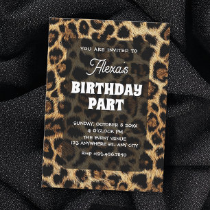 Leopard pattern birthday invitation