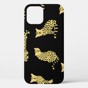 Leopard Pattern: Black Background Cheetah iPhone 12 Case