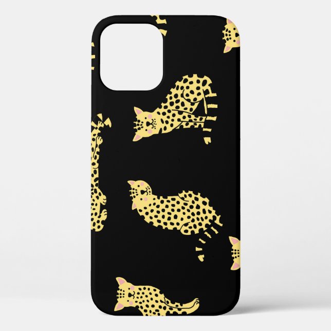 Leopard Pattern: Black Background Cheetah Case-Mate iPhone Case (Back)