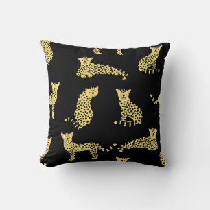 Leopard Pattern: Black Background Cheetah Cushion