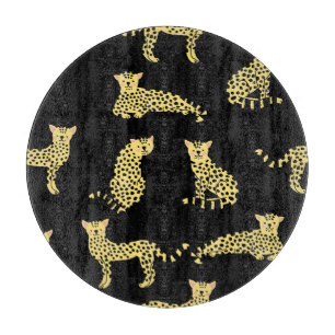 Leopard Pattern: Black Background Cheetah Cutting Board