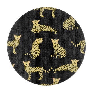 Leopard Pattern: Black Background Cheetah Cutting Board