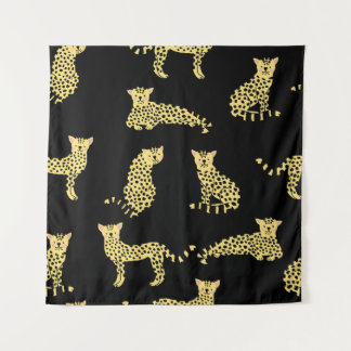 Leopard Pattern: Black Background Cheetah Tapestry