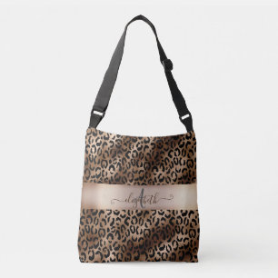Leopard Pattern Black Bronze Monogram Crossbody Bag