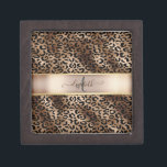 Leopard Pattern Black Bronze Monogram  Gift Box<br><div class="desc">Elegant leopard pattern on black and bronze with your monogram.The perfect romantic gift idea. Click the Customise It button to change fonts, move text around and further customise your design.</div>