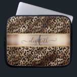 Leopard Pattern Black Bronze Monogram     Laptop Sleeve<br><div class="desc">Elegant leopard pattern on black and bronze with your monogram.The perfect romantic gift idea. Click the Customize It button to change fonts, move text around and further customize your design.</div>