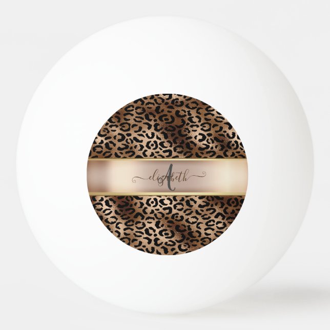 Leopard Pattern Black Bronze Monogram   Ping Pong Ball (Front)