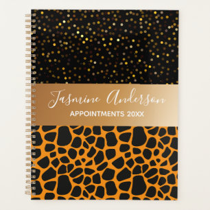 Leopard pattern black Gold Glitter 2024  Planner
