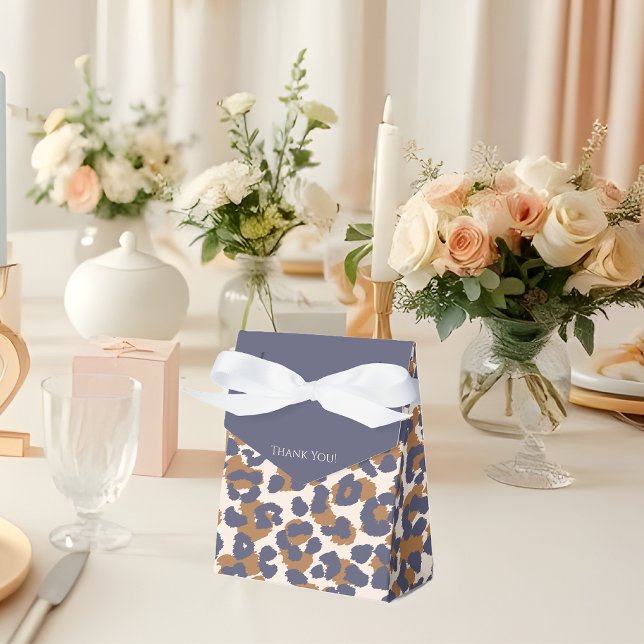 Leopard Pattern-Blue and Brown- Favour Box (Leopard Pattern-Blue and Brown- Favor Boxes )