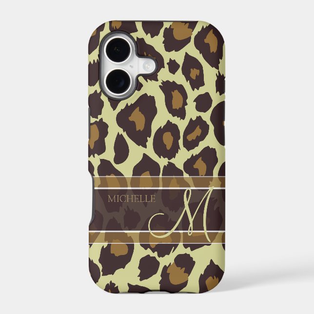 Leopard Pattern - Brown and Tan with Monogram (Back)