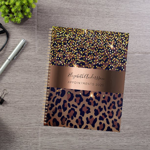 Leopard pattern brown black bronze 2024 planner