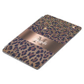 Leopard pattern brown black golden bronze monogram iPad air cover (Side)