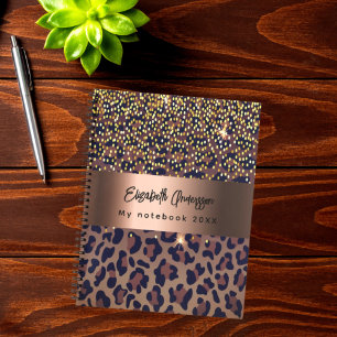 Leopard pattern brown black golden bronze notebook