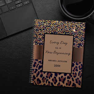 Leopard pattern brown black motivational 2021 planner