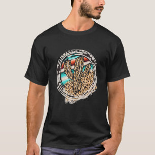 Leopard Pattern Cactus Serape Print Cowgirl Rodeo T-Shirt