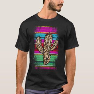 Leopard Pattern Cactus Serape Print Cowgirl Rodeo T-Shirt