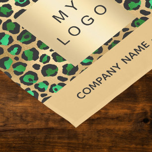 Leopard pattern emeral green gold business logo short table runner