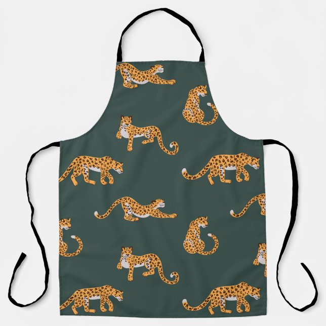 Leopard pattern flat colour seamless design illust apron (Front)