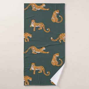 Leopard pattern flat colour seamless design illust bath towel