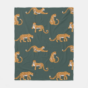 Leopard pattern flat colour seamless design illust fleece blanket