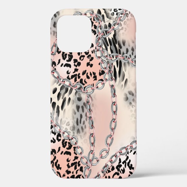 Leopard pattern, flowers, chain, roses Case-Mate iPhone case (Back)