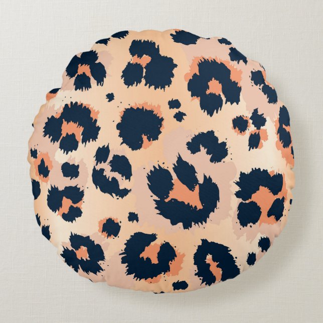 Leopard Pattern: Funny Seamless Design Round Cushion (Front)