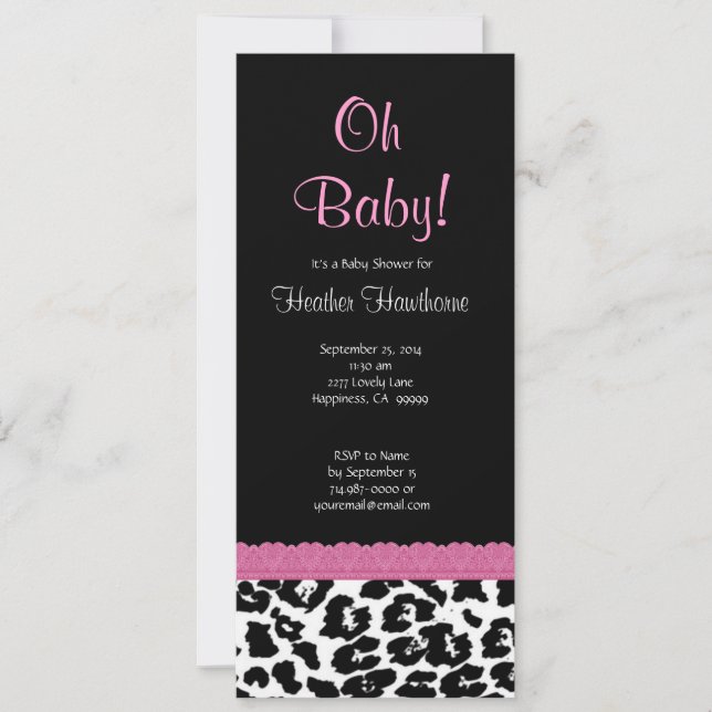 Leopard Pattern Girl Baby Shower  V12 Invitation (Front)