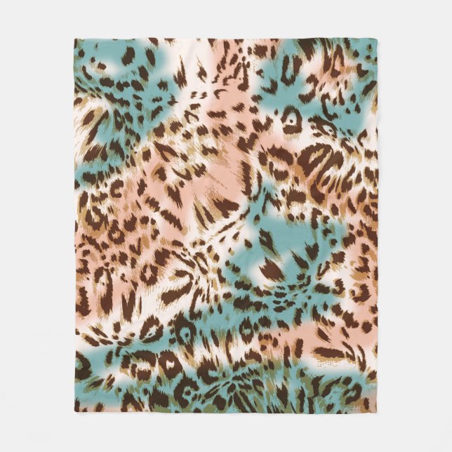 Leopard pattern illustration, animal print  fleece blanket (Front)
