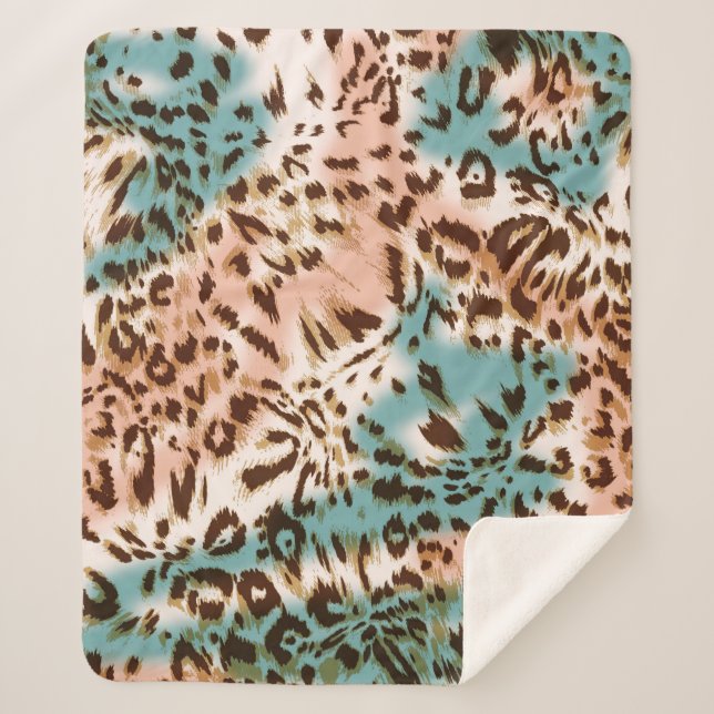 Leopard pattern illustration, animal print  sherpa blanket (Front)