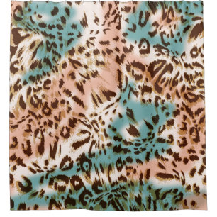 Leopard pattern illustration, animal print shower curtain