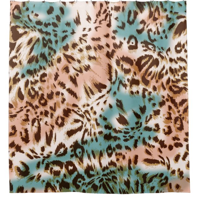 Leopard pattern illustration, animal print  shower curtain (Front)
