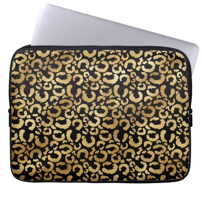 Leopard Pattern in Gold Laptop Sleeve (Front)