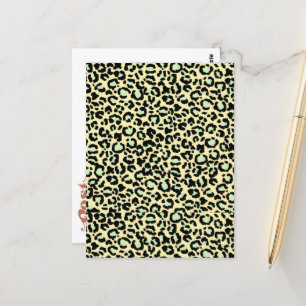 Leopard Pattern in Mint Green on Oatmeal Postcard
