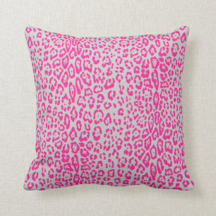 Leopard pattern in pink and grey cushion