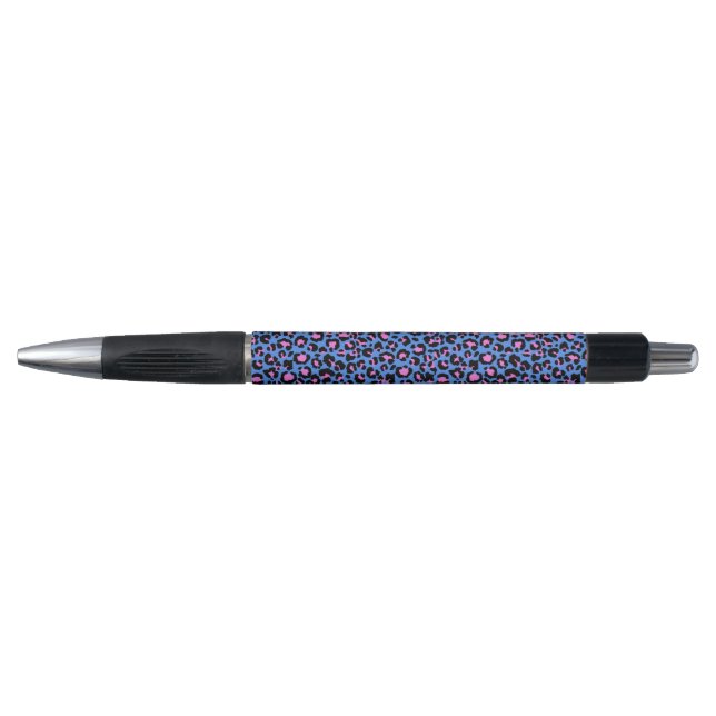 Leopard Pattern in Raspberry on Electric Blue  (Front)